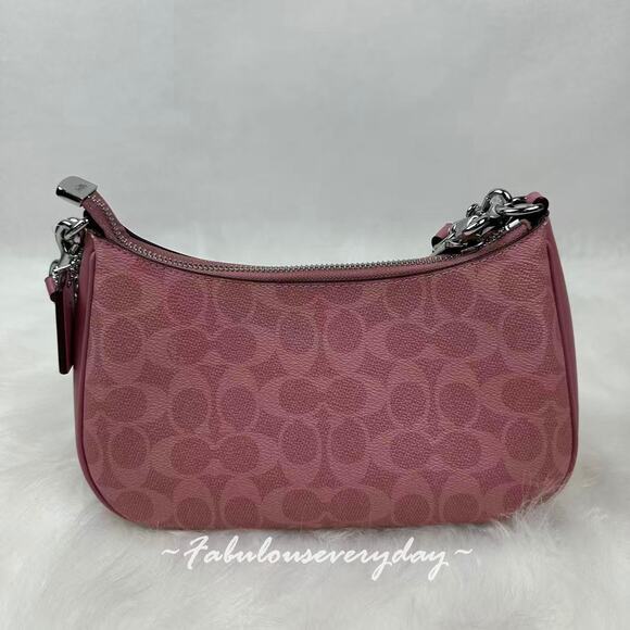 Coach Teri Shoulder Crossbody Bag In Signature Canvas/Sv/Dusty Pink CV933 NWT - Picture 4 of 10